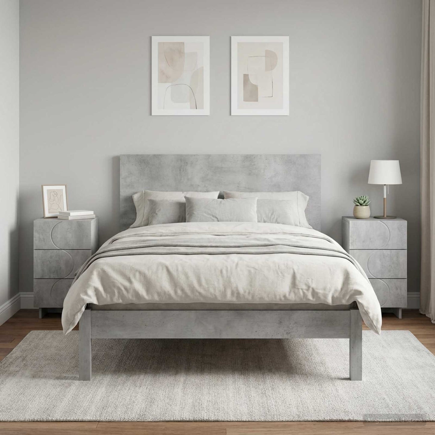 Éjjeliszekrény 2 pcs Betonszürke 33,5 x 34,5 x 60 cm Szerelt Fa
