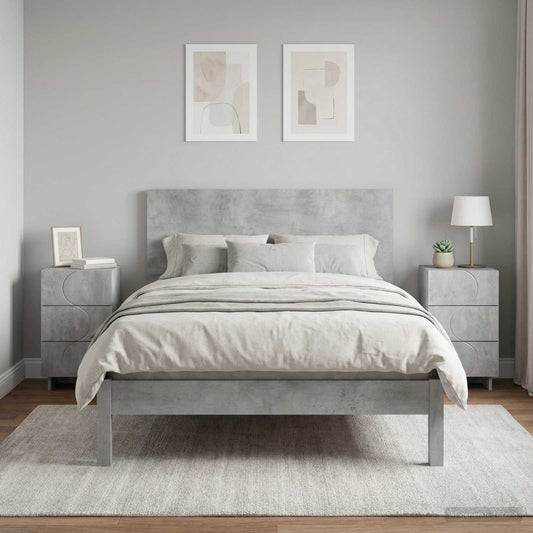 Éjjeliszekrény 2 db Betonszürke 33,5 x 34,5 x 60 cm Szerelt Fa