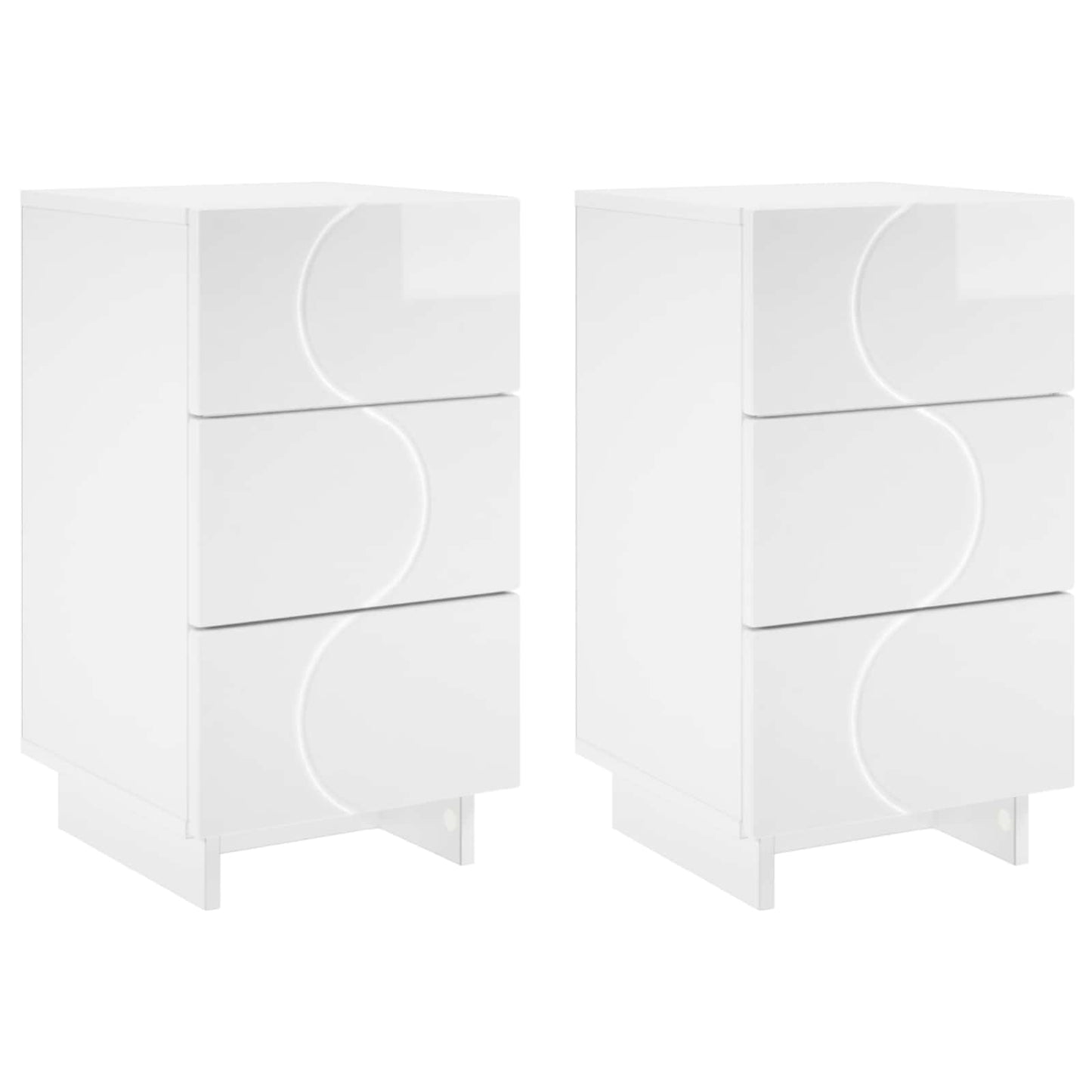 Éjjeliszekrény 2 pcs Magasfényű Fehér 33,5 x 34,5 x 60 cm