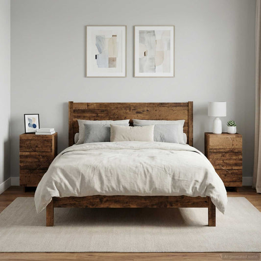 Éjjeliszekrény 2 db Antik fa 33,5 x 34,5 x 60 cm Szerelt Fa