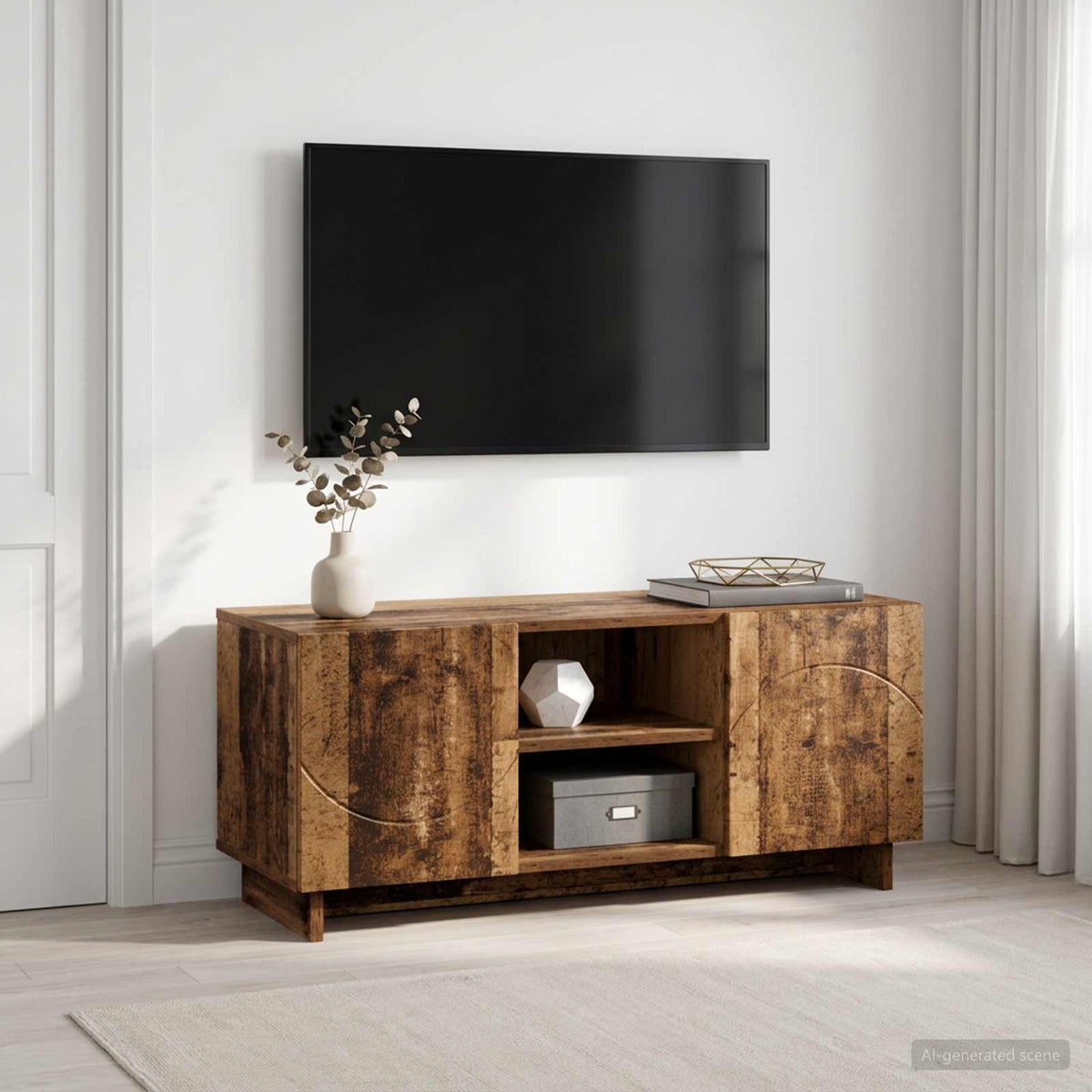 TV állvány 90 x 34.5 x 40 cm Antik Fa Szerelt Fa