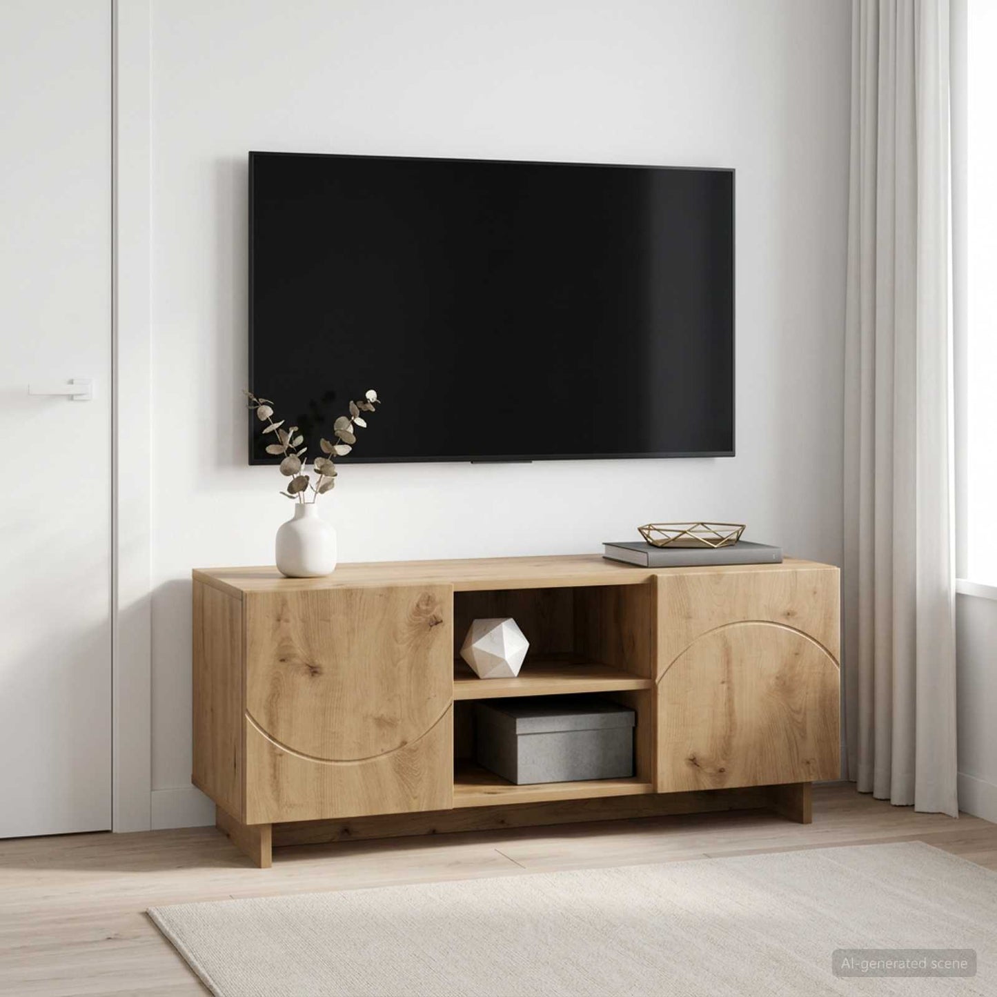 TV állvány 90 x 34.5 x 40 cm Kézműves Tölgy Szerelt Fa