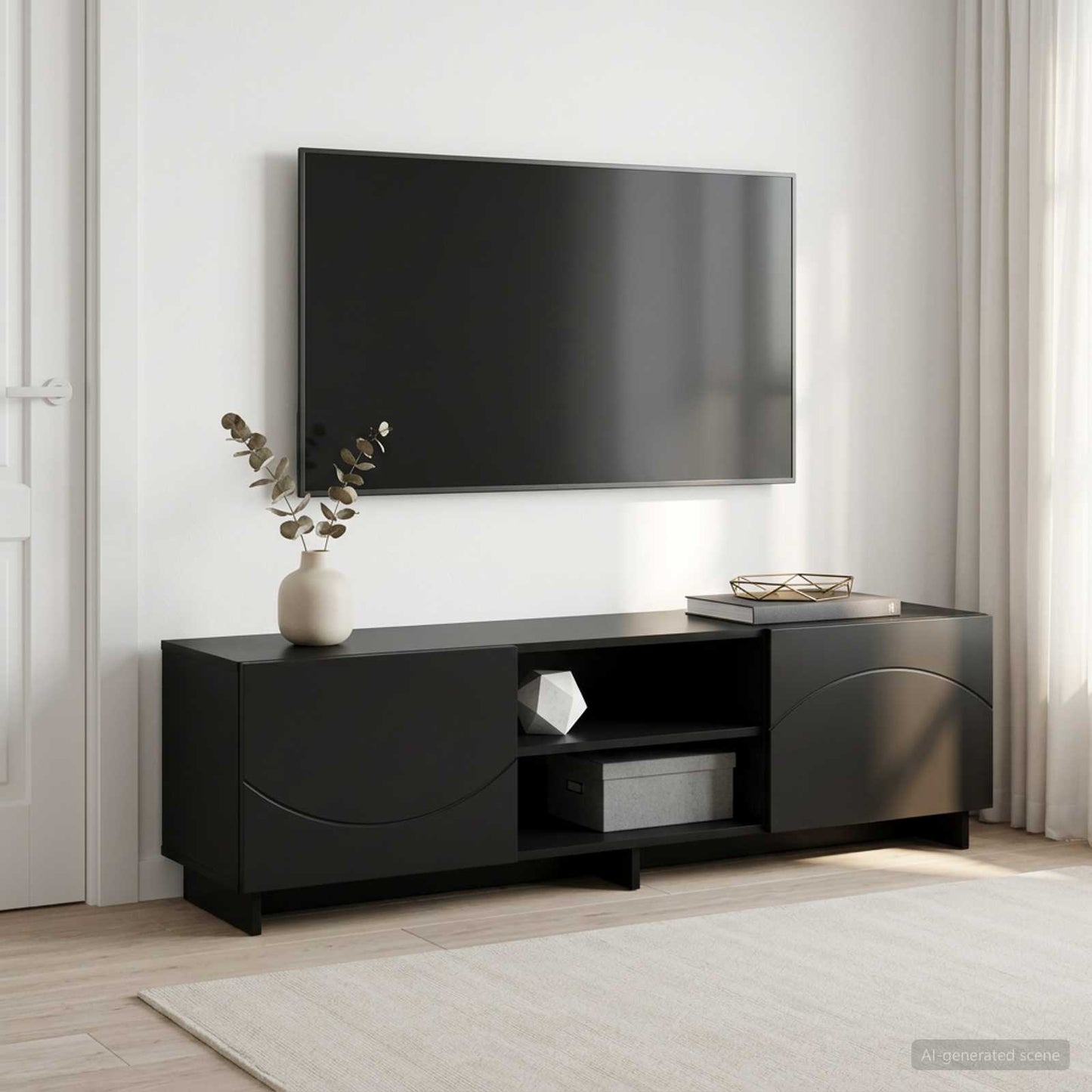 TV állvány 140 x 34.5 x 40 cm Fekete Szerelt Fa
