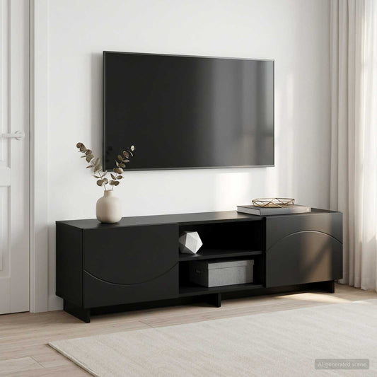 TV állvány 140 x 34.5 x 40 cm Fekete Szerelt Fa