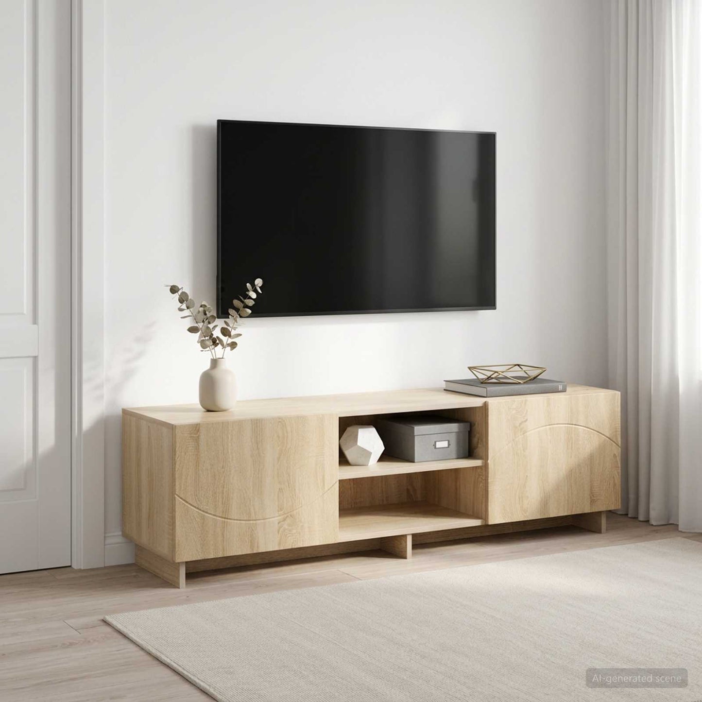 TV állvány 140 x 34,5 x 40 cm Sonoma Tölgy Szerelt Fa
