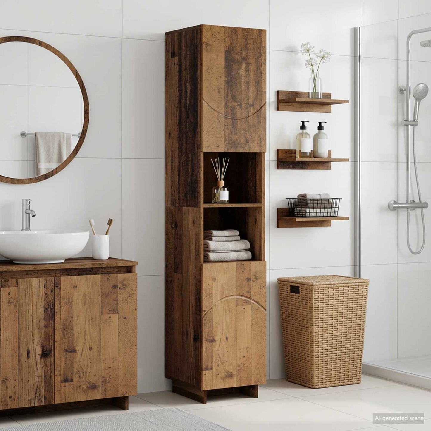 Fürdőszobaszekrény Antik Fa 36,5 x 38 x 180 cm Szerelt Fa