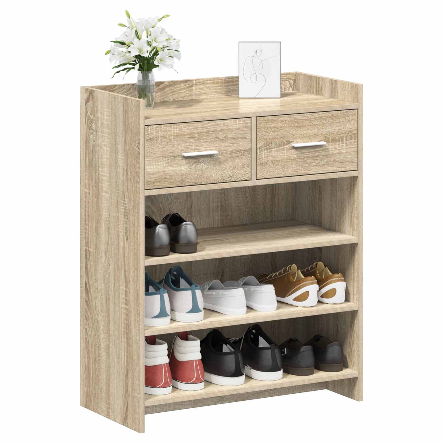 Cipőszekrény fiókkal Sonoma Tölgy 73,5 x 36 x 92 cm Szerelt Fa