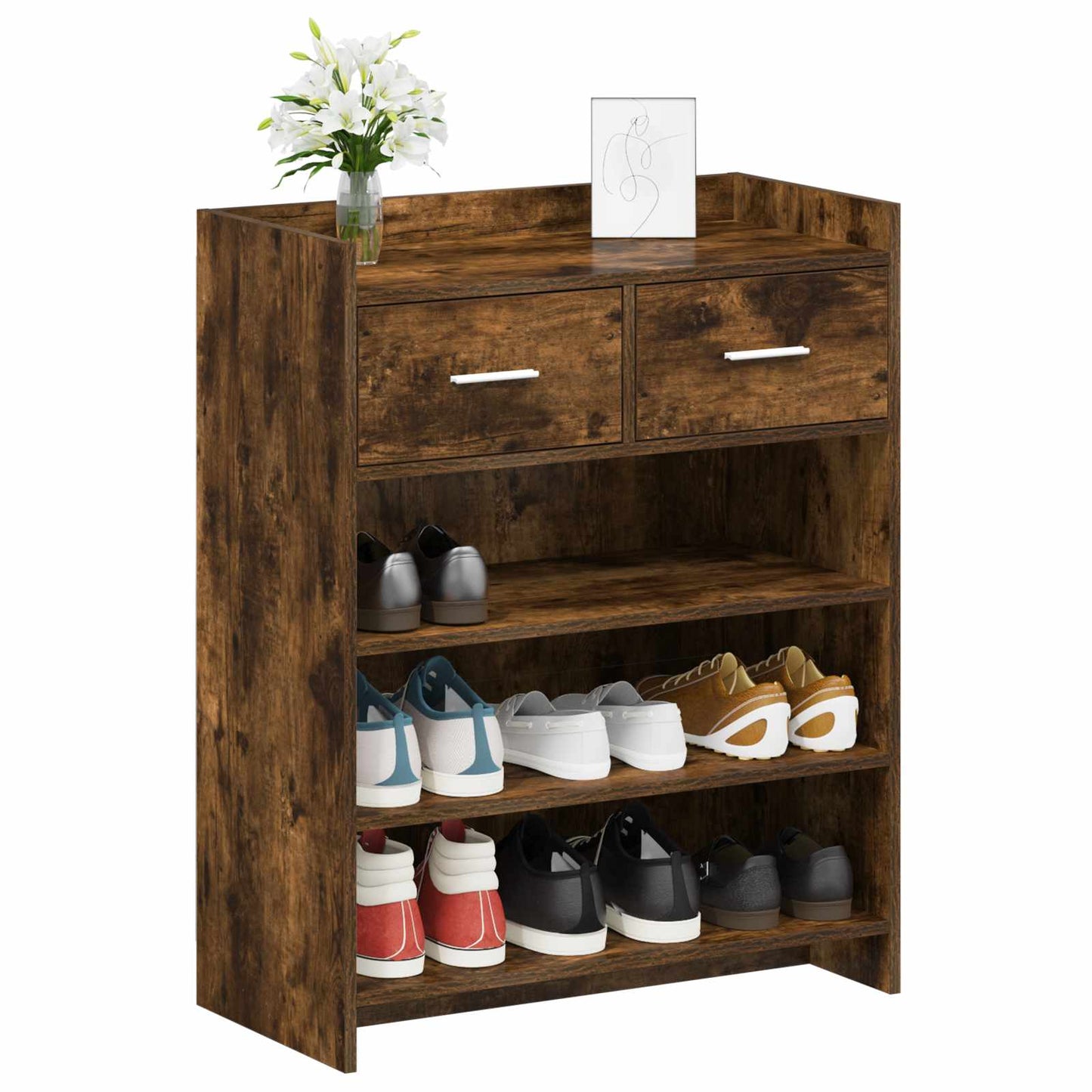 Cipőszekrény fiókkal Füstös Tölgy 73,5 x 36 x 92 cm Szerelt Fa
