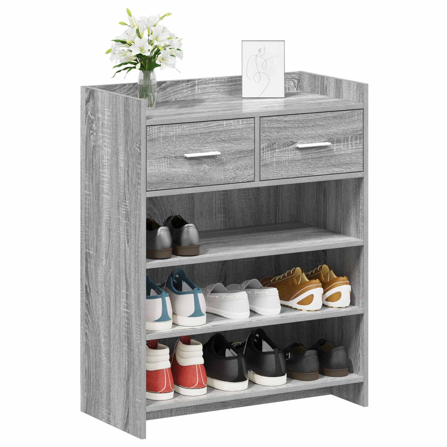 Cipőszekrény fiókkal Szürke Sonoma 73,5 x 36 x 92 cm Szerelt Fa