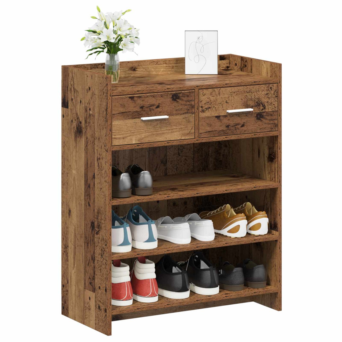 Cipőszekrény fiókkal Antik Fa 73,5 x 36 x 92 cm Szerelt Fa