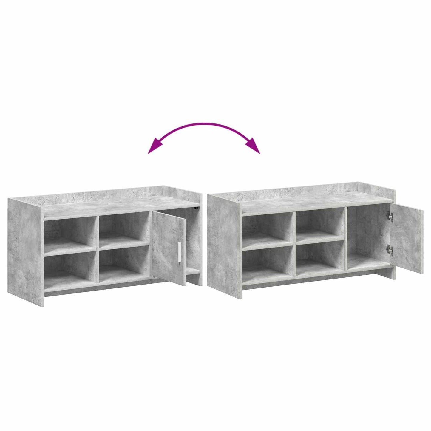 Cipőszekrény ajtóval Betonszürke 100 x 39,5 x 51 cm Szerelt Fa