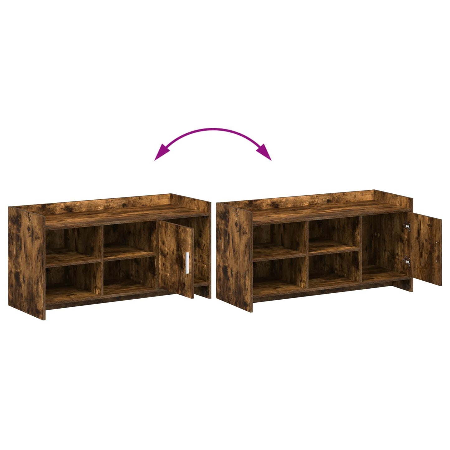 Cipőszekrény ajtóval Füstös Tölgy 100 x 39,5 x 51 cm Szerelt Fa