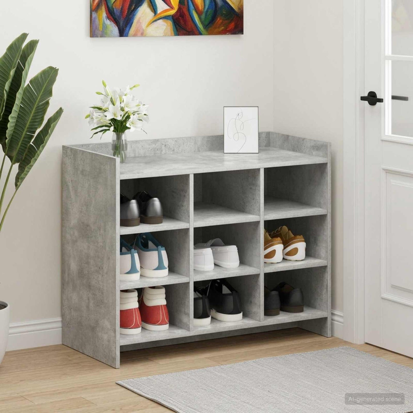 Cipőszekrény tárolóval Betonszürke 85 x 39,5 x 70 cm Szerelt Fa