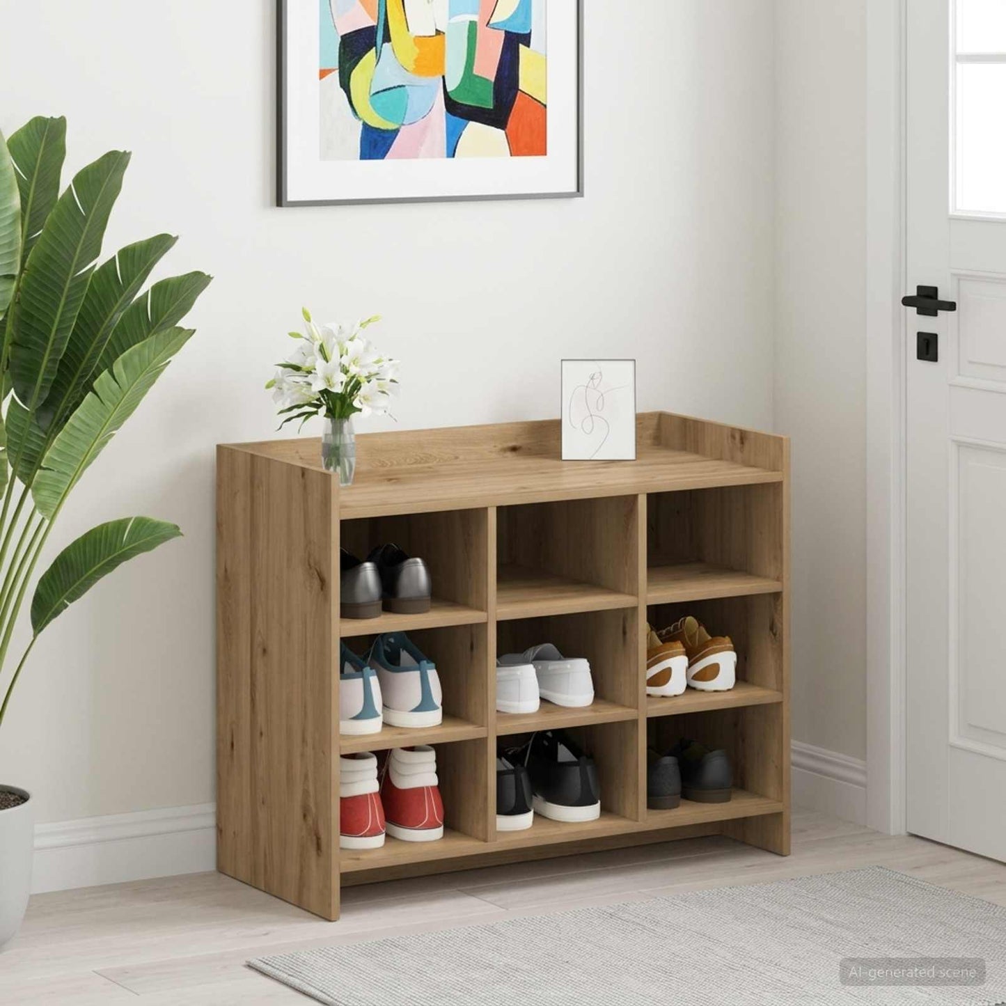 Cipőszekrény 85 x 39,5 x 70 cm Szerelt Fa Kézműves Tölgy
