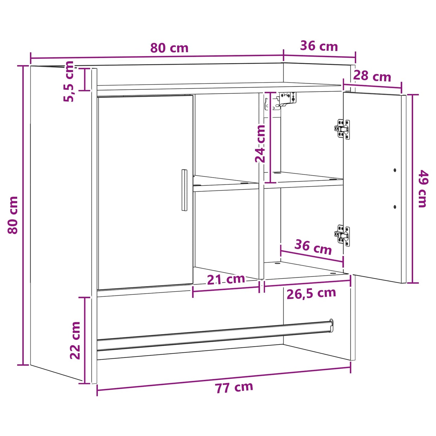 Falpolc Falra szerelhető Fehér 80 x 36 x 80 cm Szerelt Fa