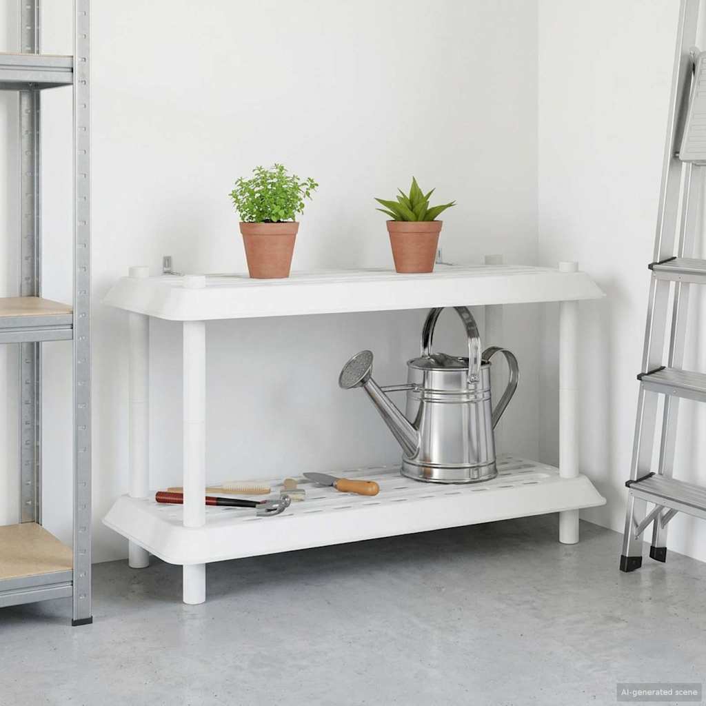 Polc egység 2 szint 100 x 40 x 55,5 cm PP Fehér