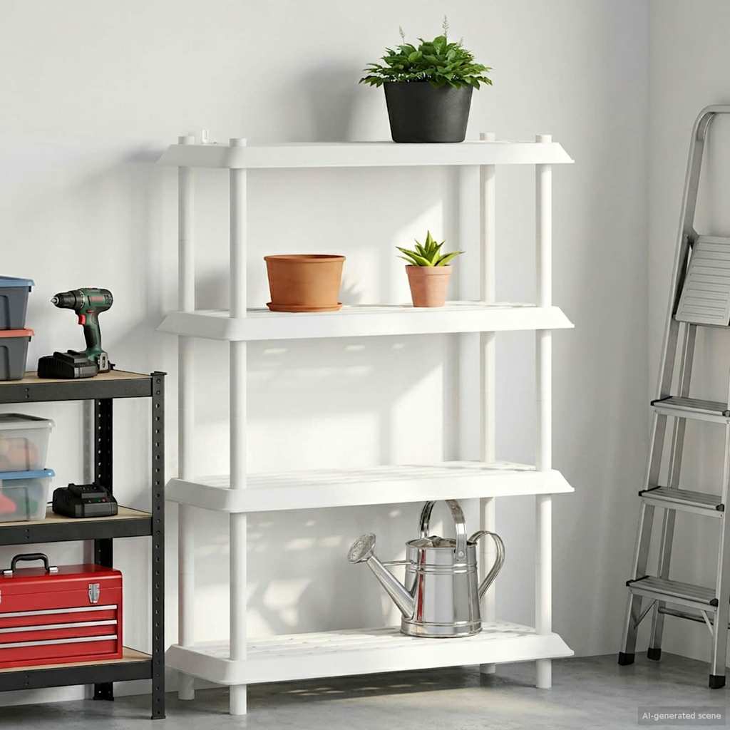 Polc egység 4 szint 100 x 40 x 136,5 cm PP Fehér