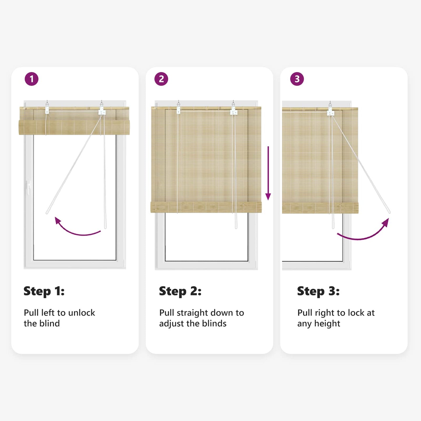 Roletta Természetes 70 x 160 cm Bambusz