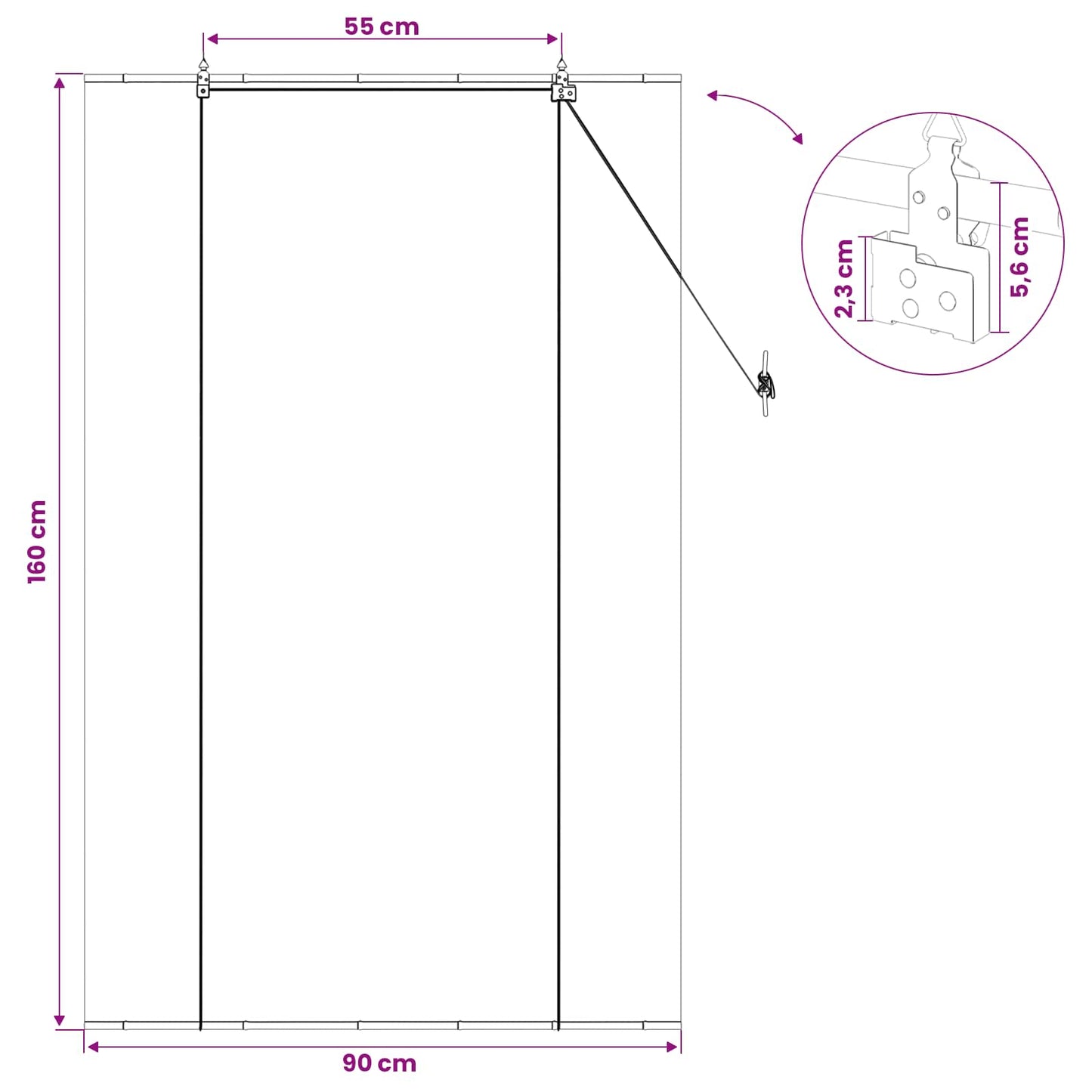 Roletta Szürke 90 x 160 cm Bambusz