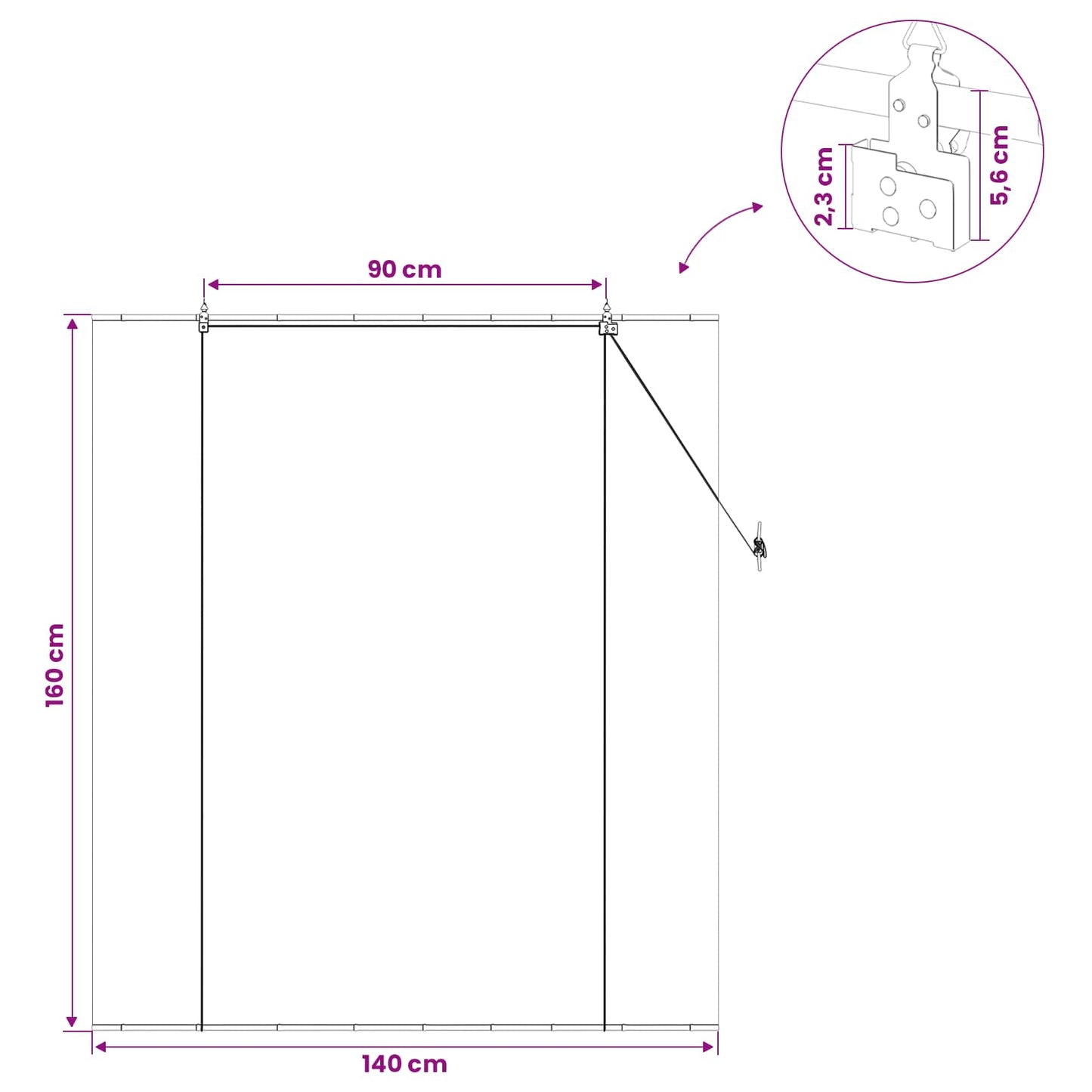 Roletta Szürke 140 x 160 cm Bambusz