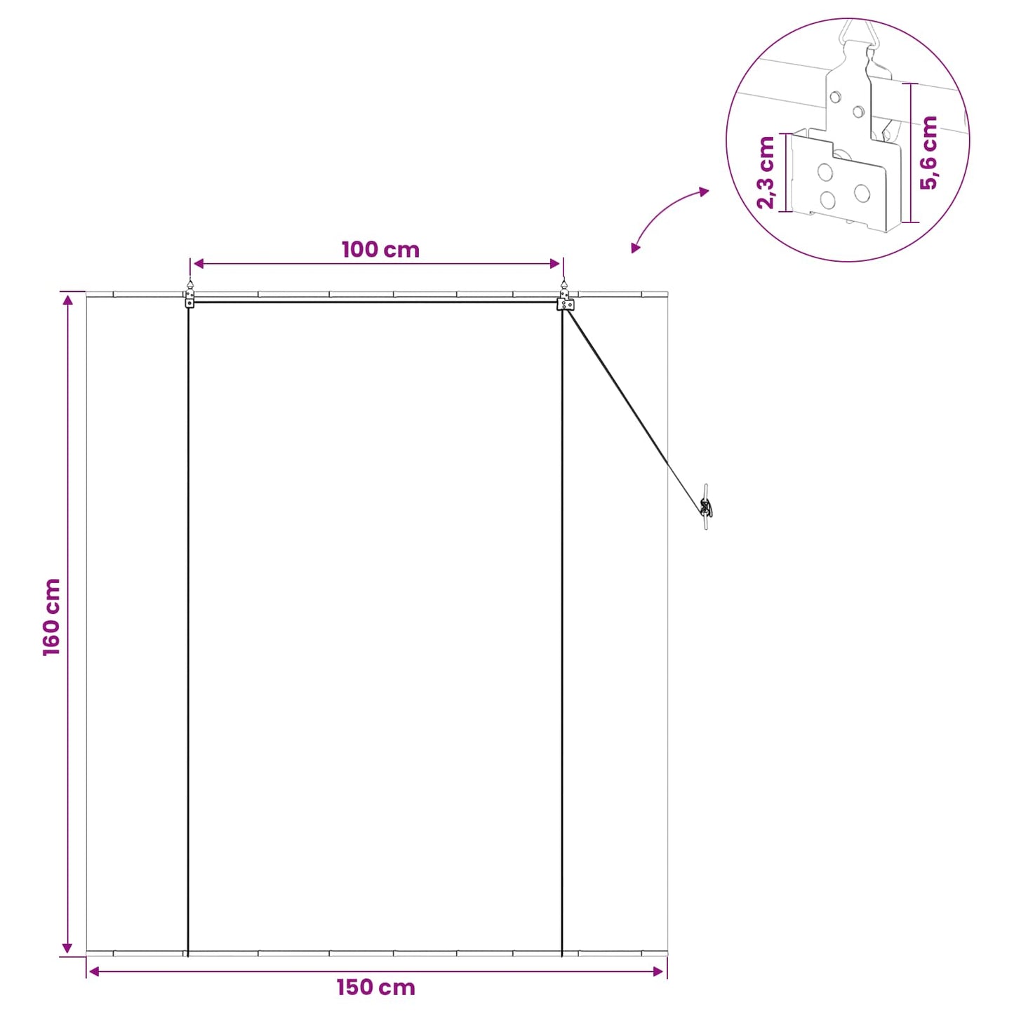 Roletta Szürke 150 x 160 cm Bambusz
