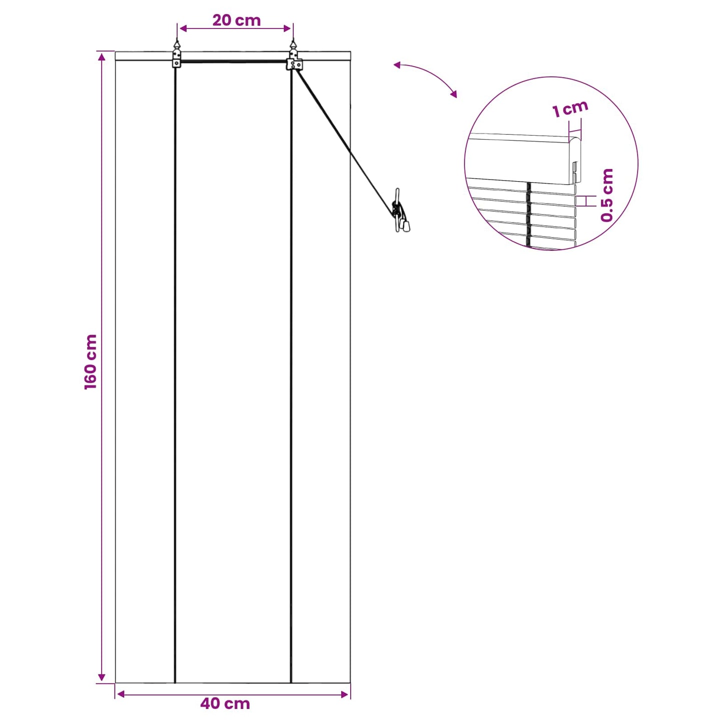 Roletta Barna 40 x 160 cm Bambusz