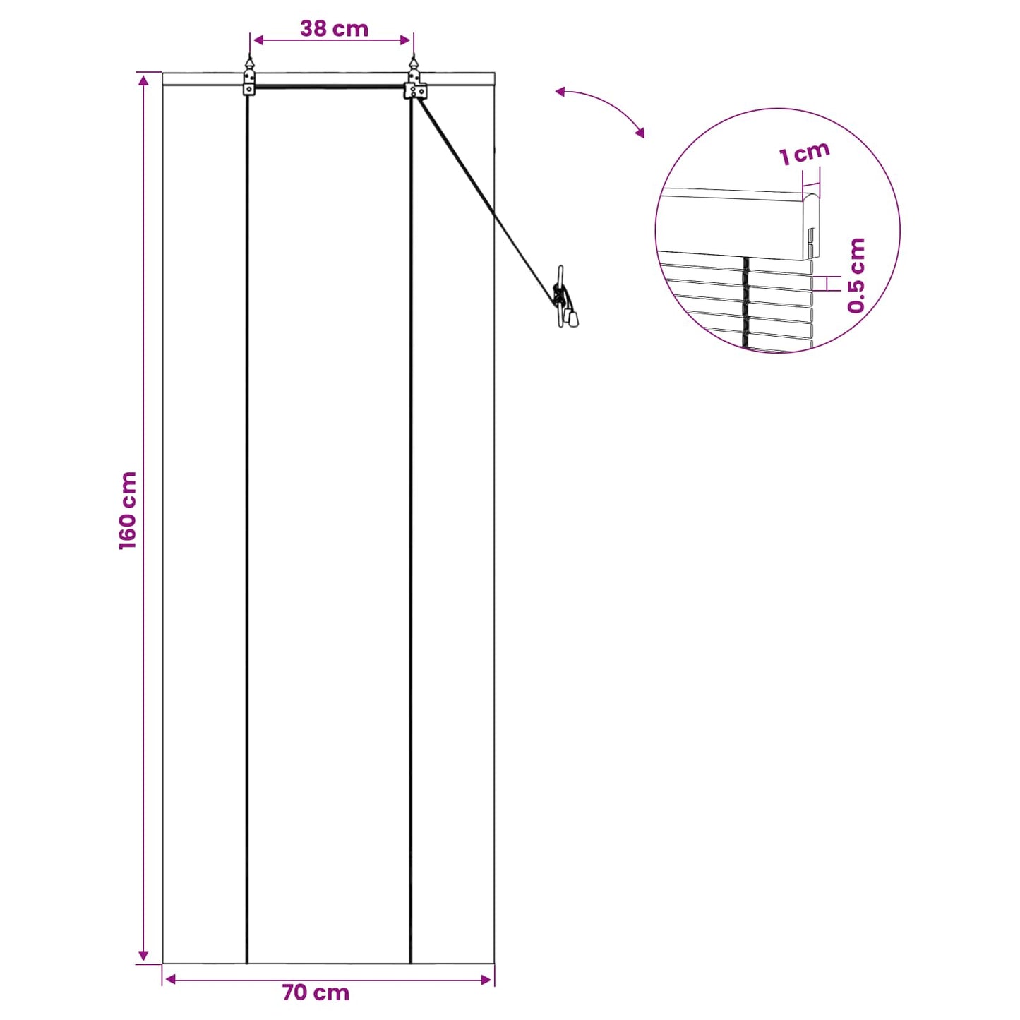 Roletta Barna 70 x 160 cm Bambusz