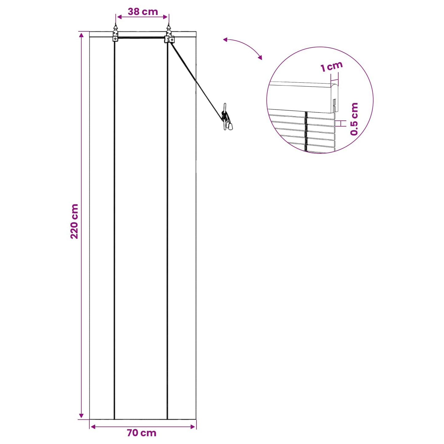 Roletta Barna 70 x 220 cm Bambusz