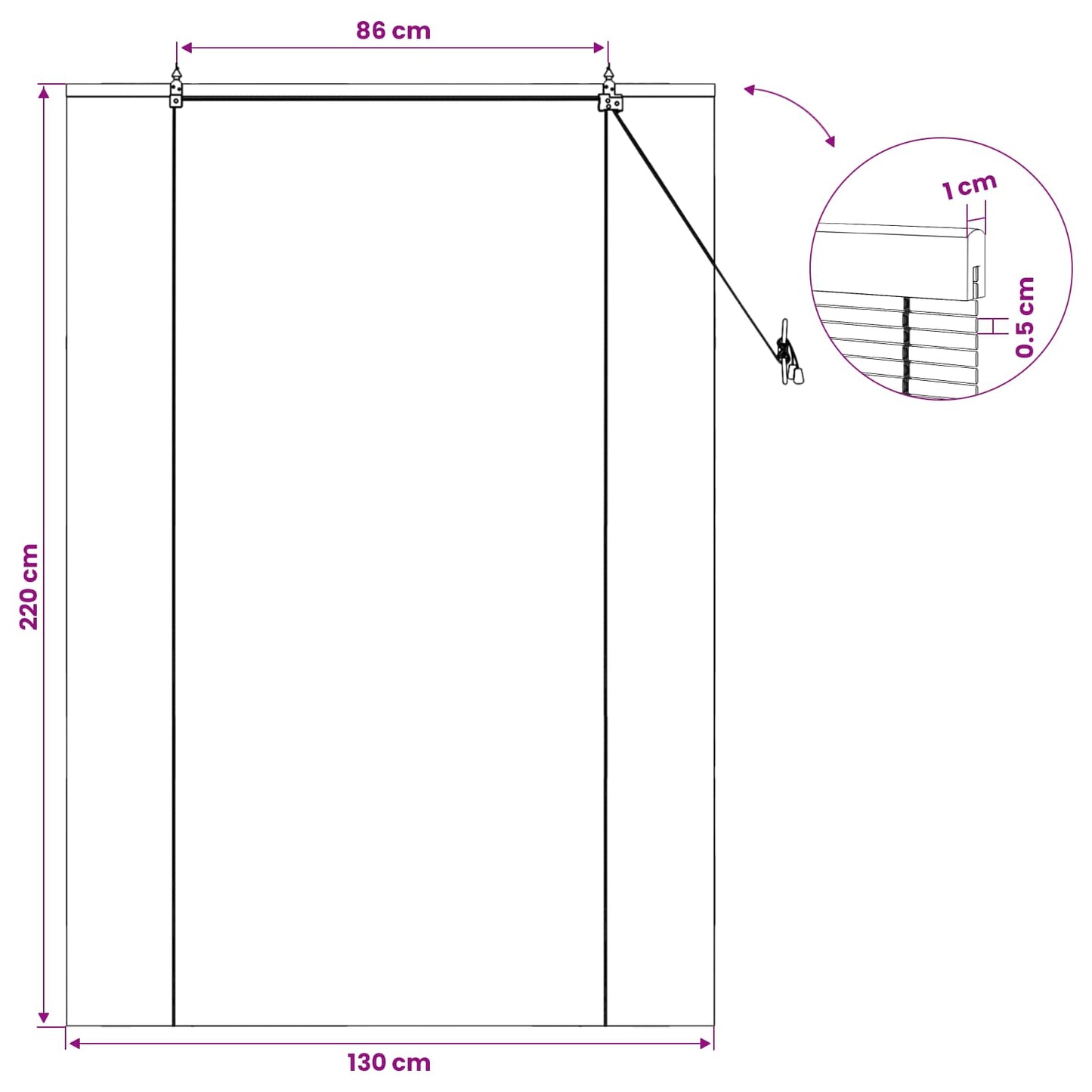Roletta Barna 130 x 220 cm Bambusz