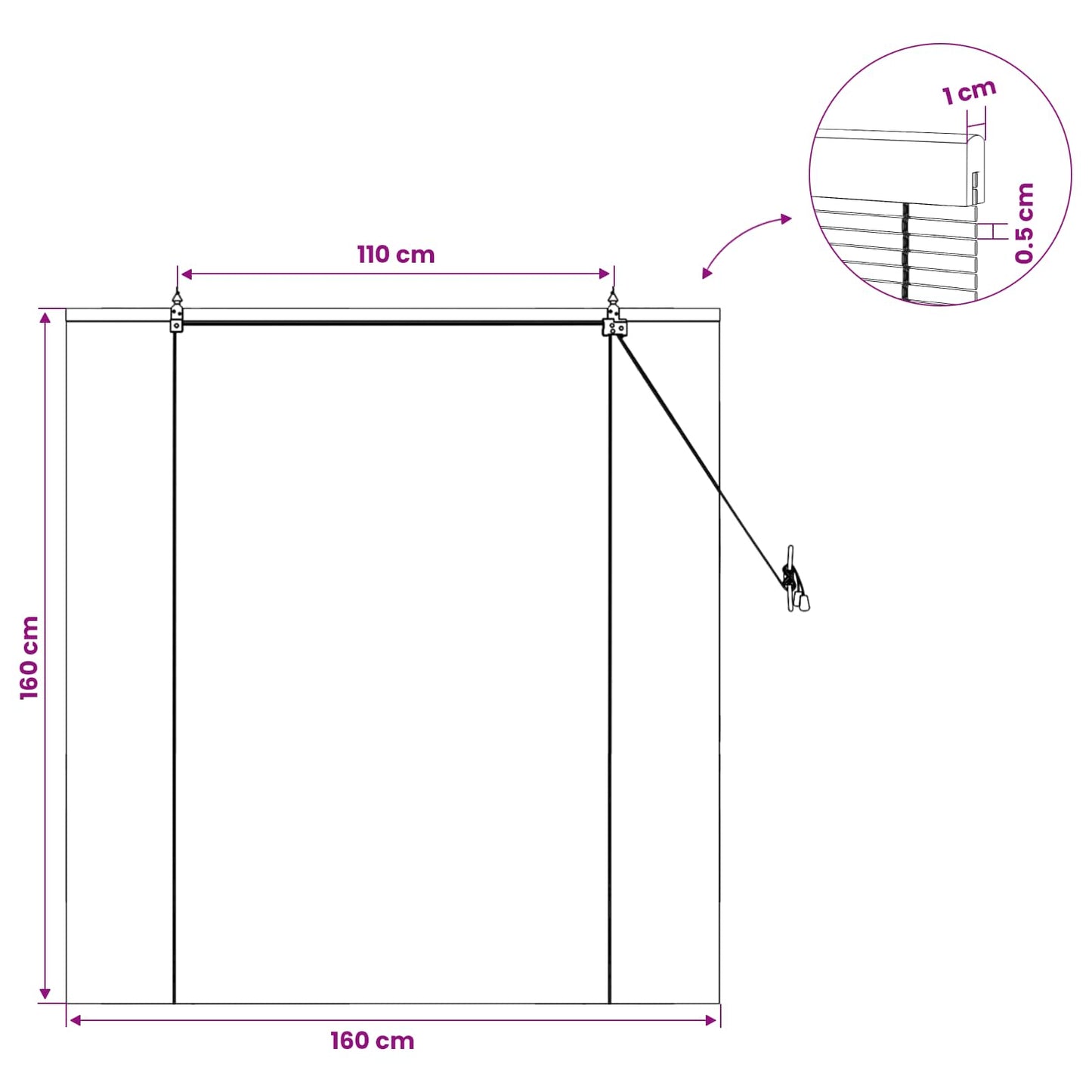 Roletta Barna 160 x 160 cm Bambusz