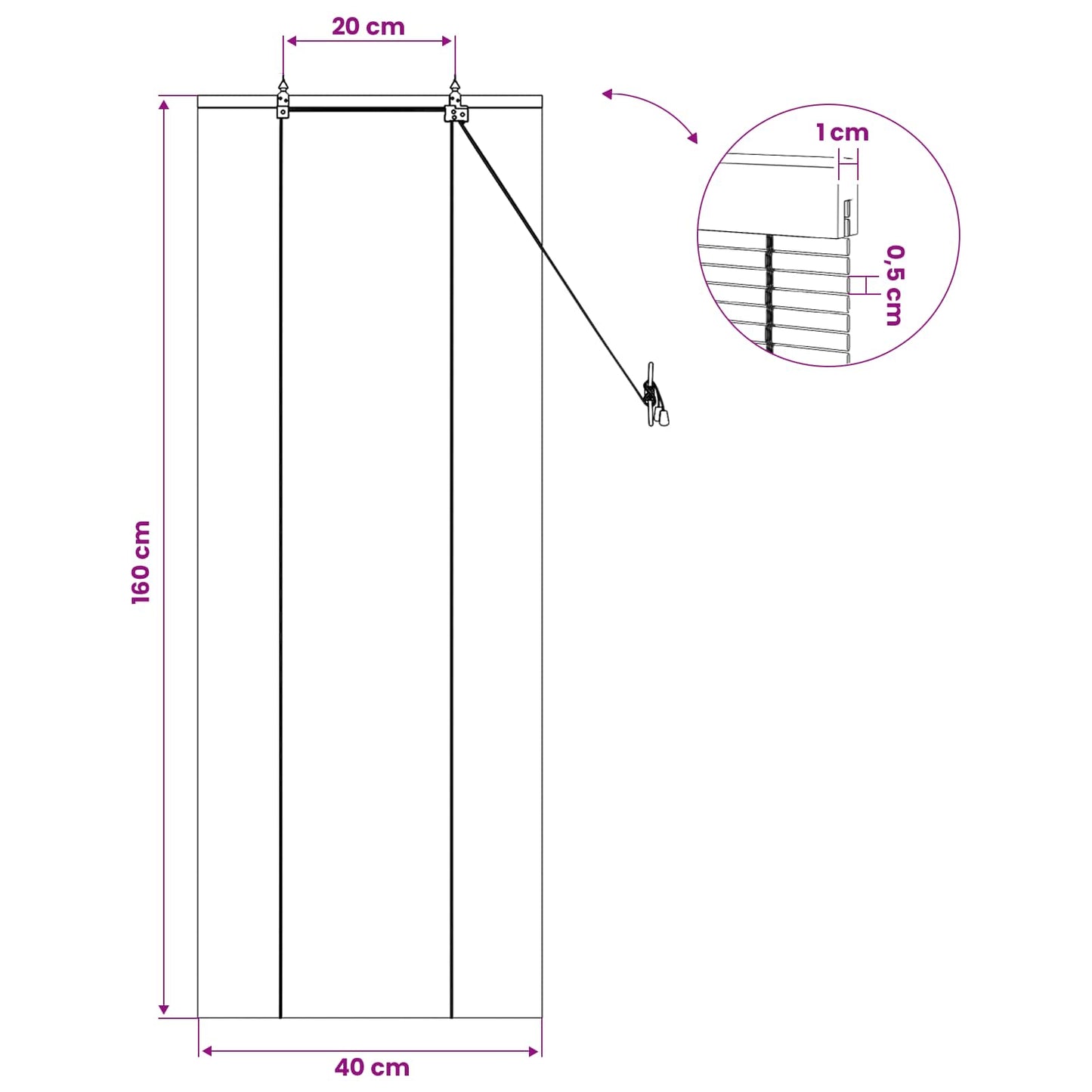 Roletta Természetes 40 x 160 cm Bambusz