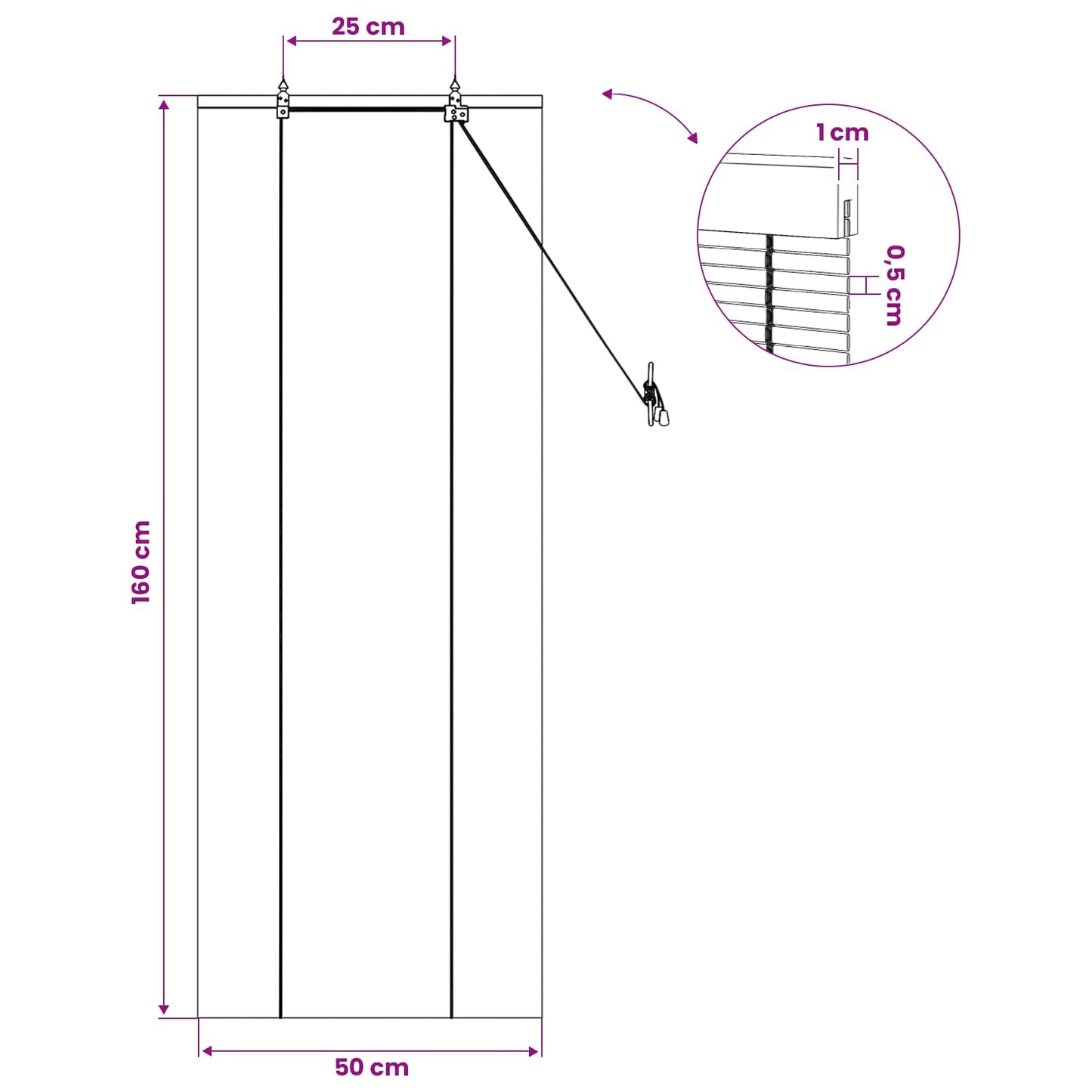 Roletta Természetes 50 x 160 cm Bambusz
