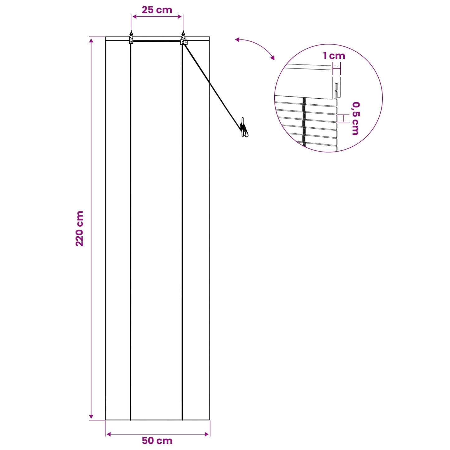 Roletta Természetes 50 x 220 cm Bambusz