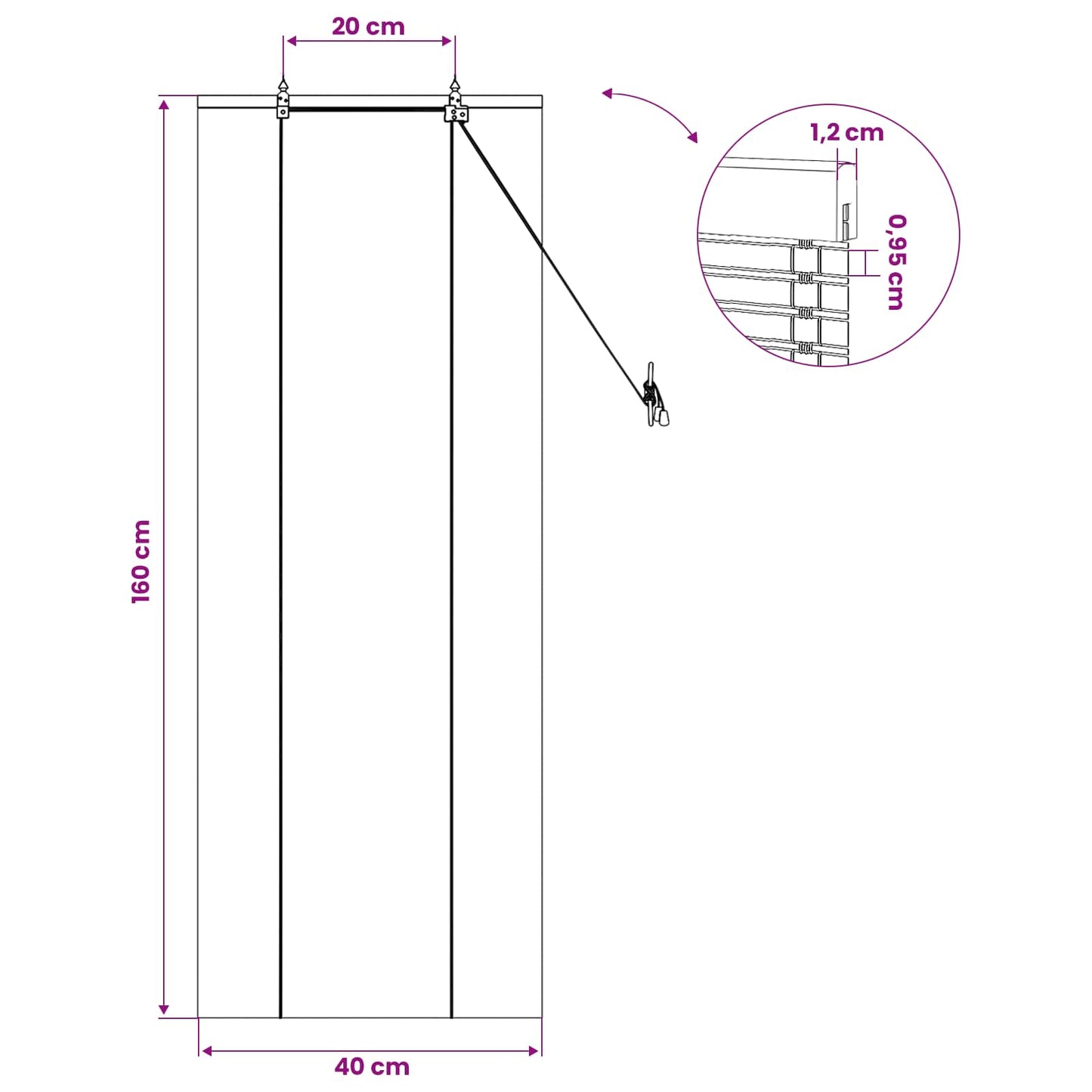 Roletta Természet 40 x 160 cm Bambusz