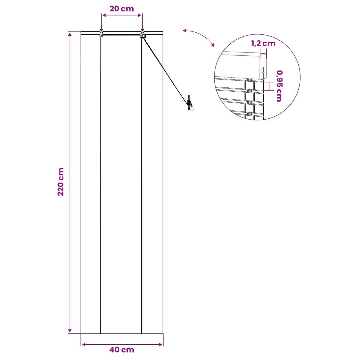 Roletta Természet 40 x 220 cm Bambusz