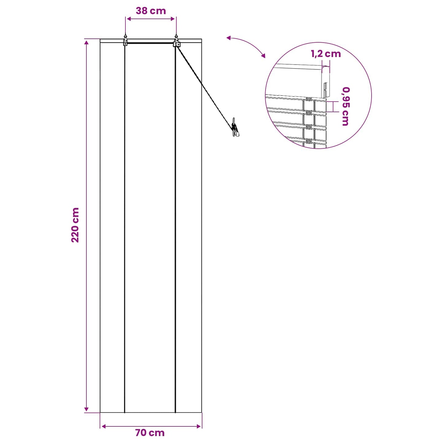Roletta Természet 70 x 220 cm Bambusz
