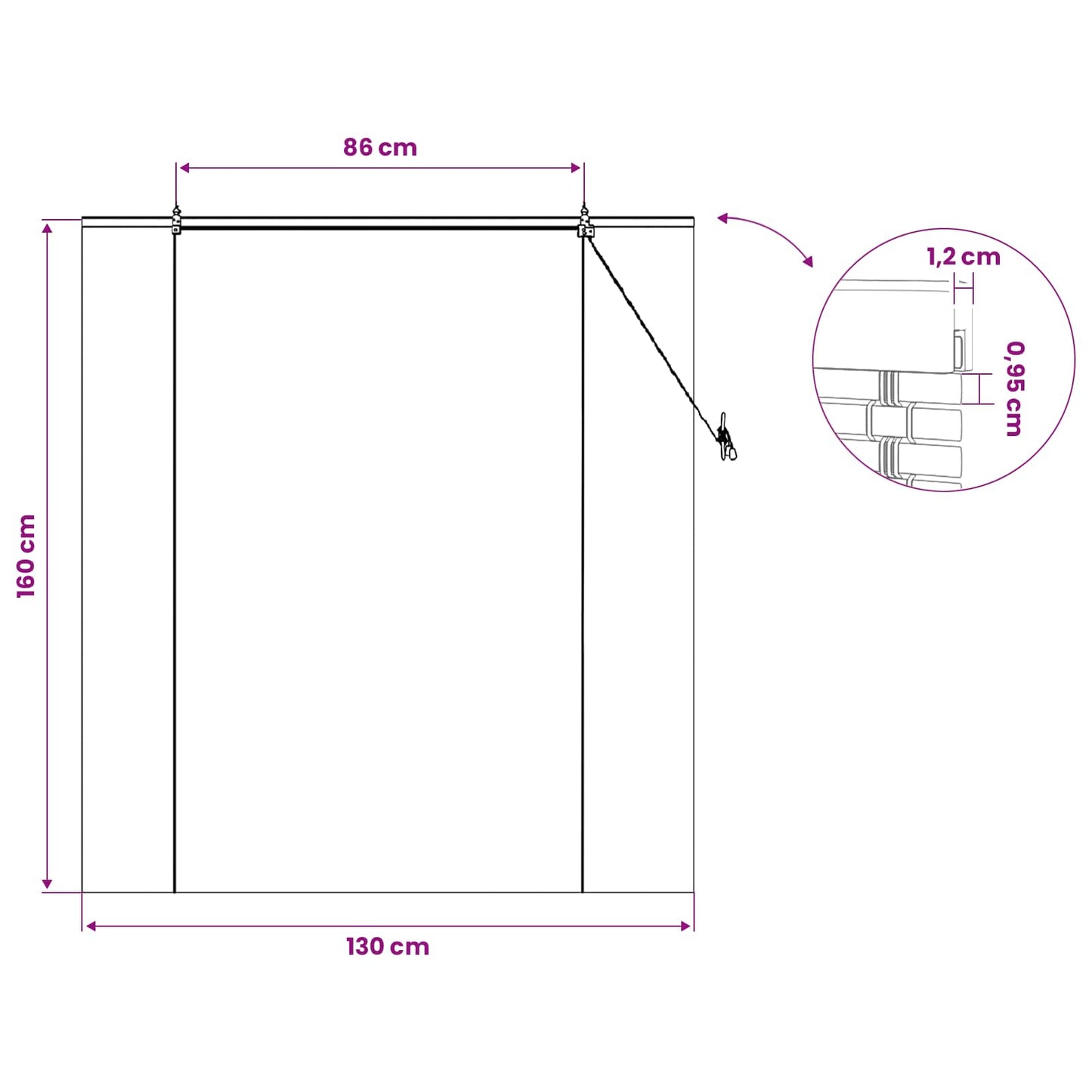 Roletta Barna 130 x 160 cm Bambusz