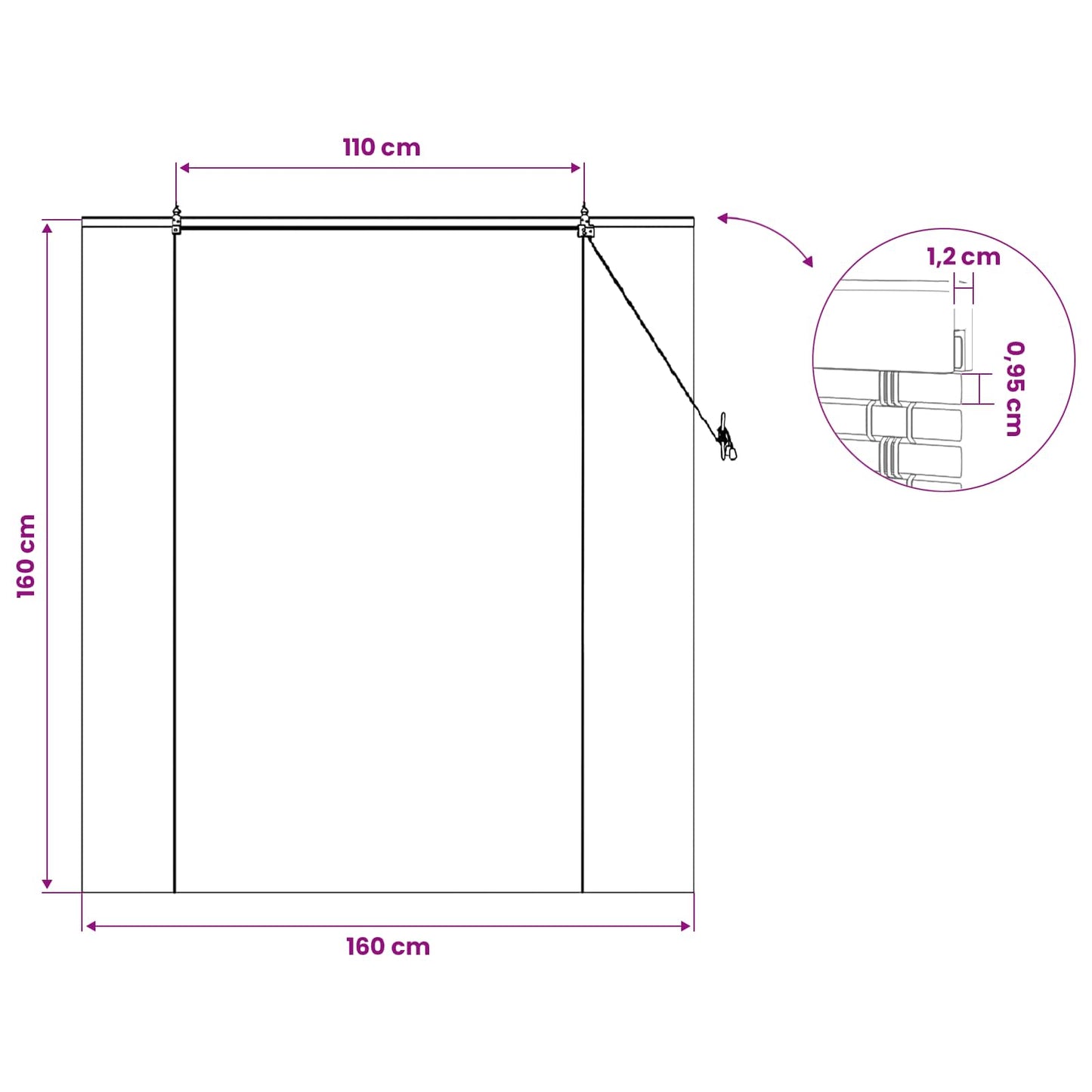 Roletta Barna 160 x 160 cm Bambusz