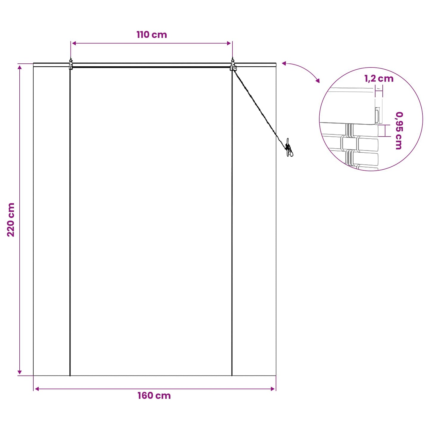 Roletta Barna 160 x 220 cm Bambusz