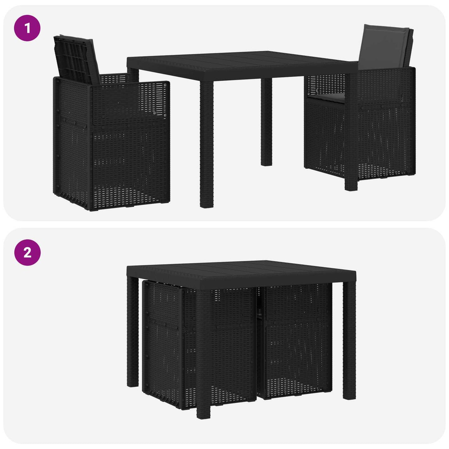 Kert étkező szett párnával 3 pcs Antracitszürke PP