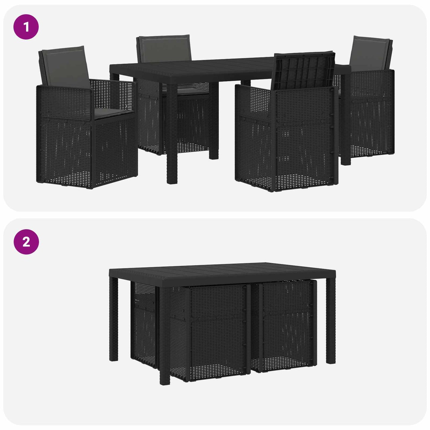 Kert étkező szett párnával 5 pcs Antracitszürke PP