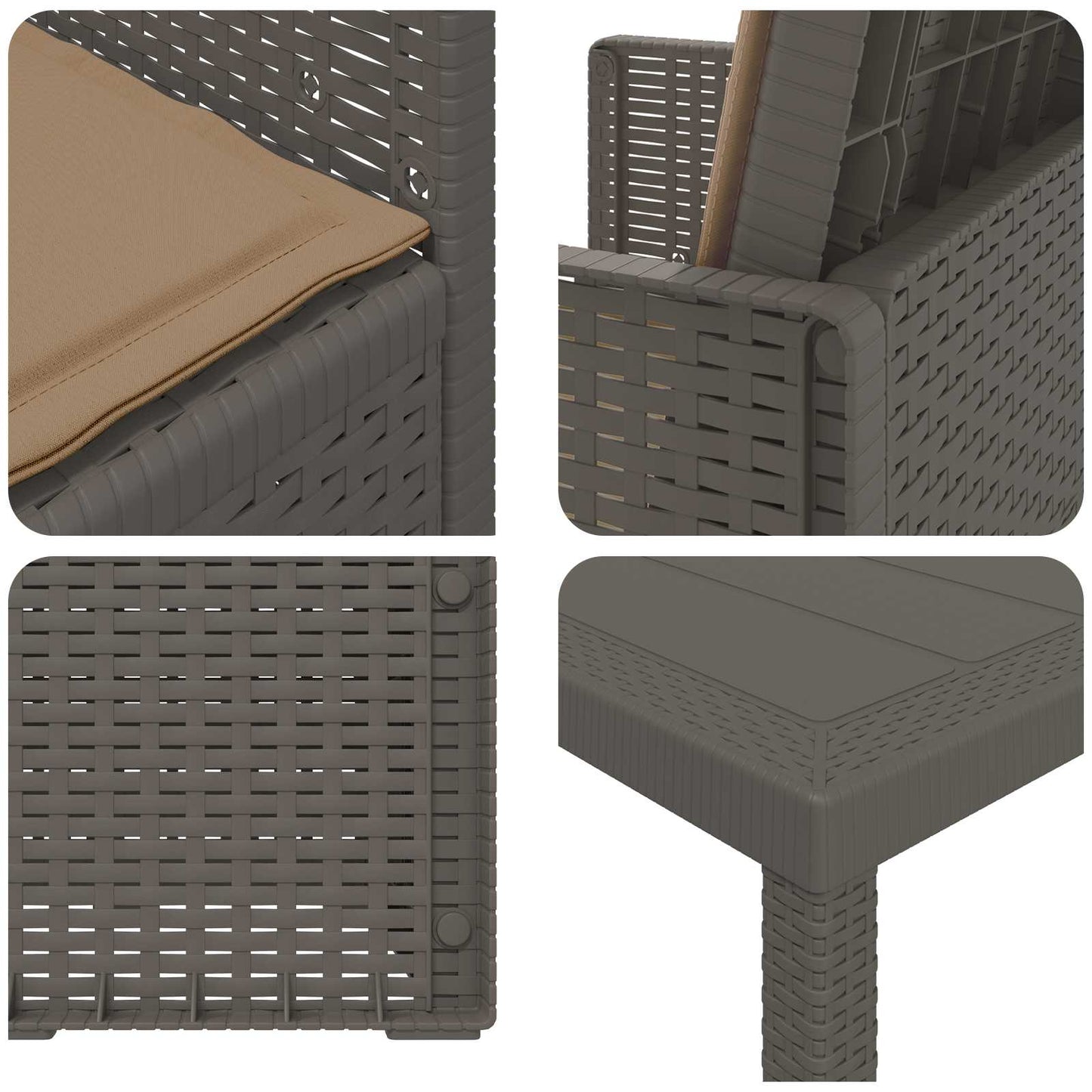 Kert étkező szett párnával 7 pcs Világosszürke és Taupe PP