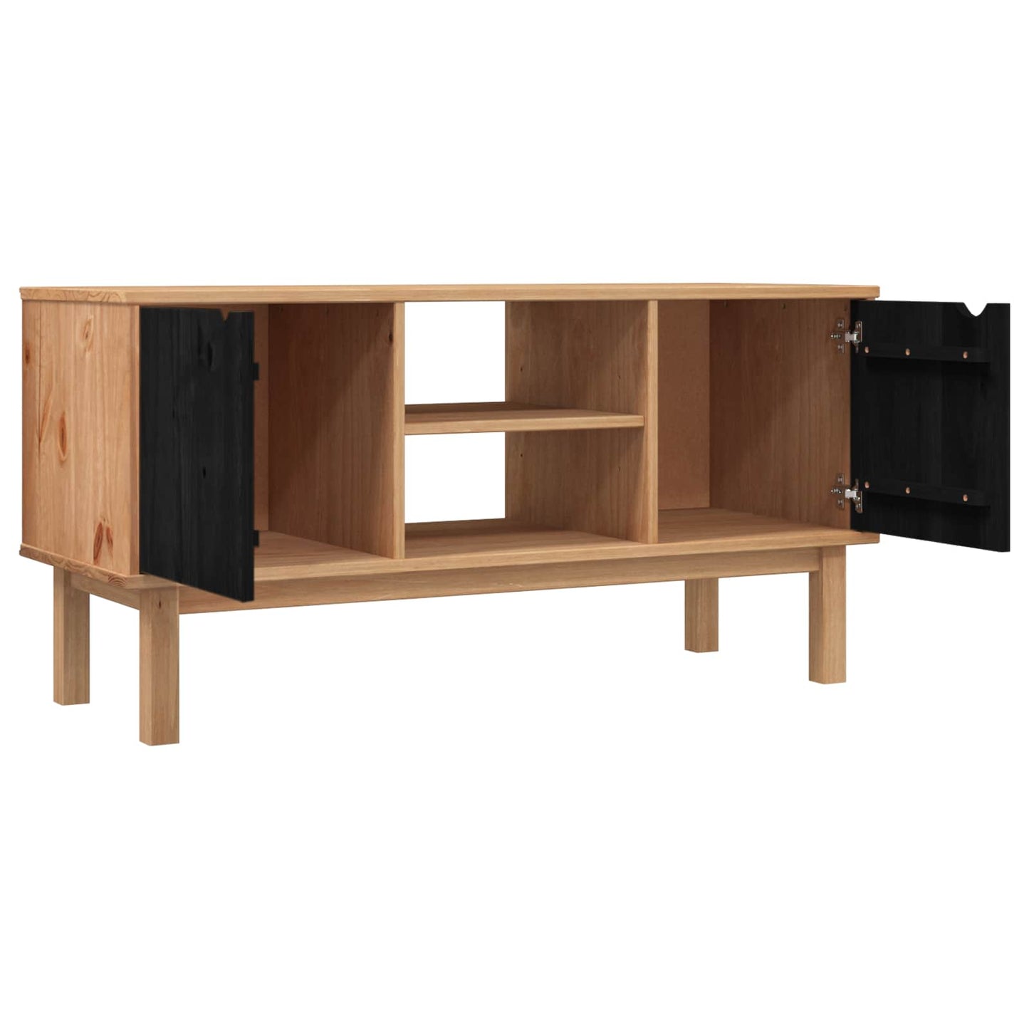 TV állvány OTTA 113,5 x 43 x 57 cm Fekete Tömör Fenyőfa