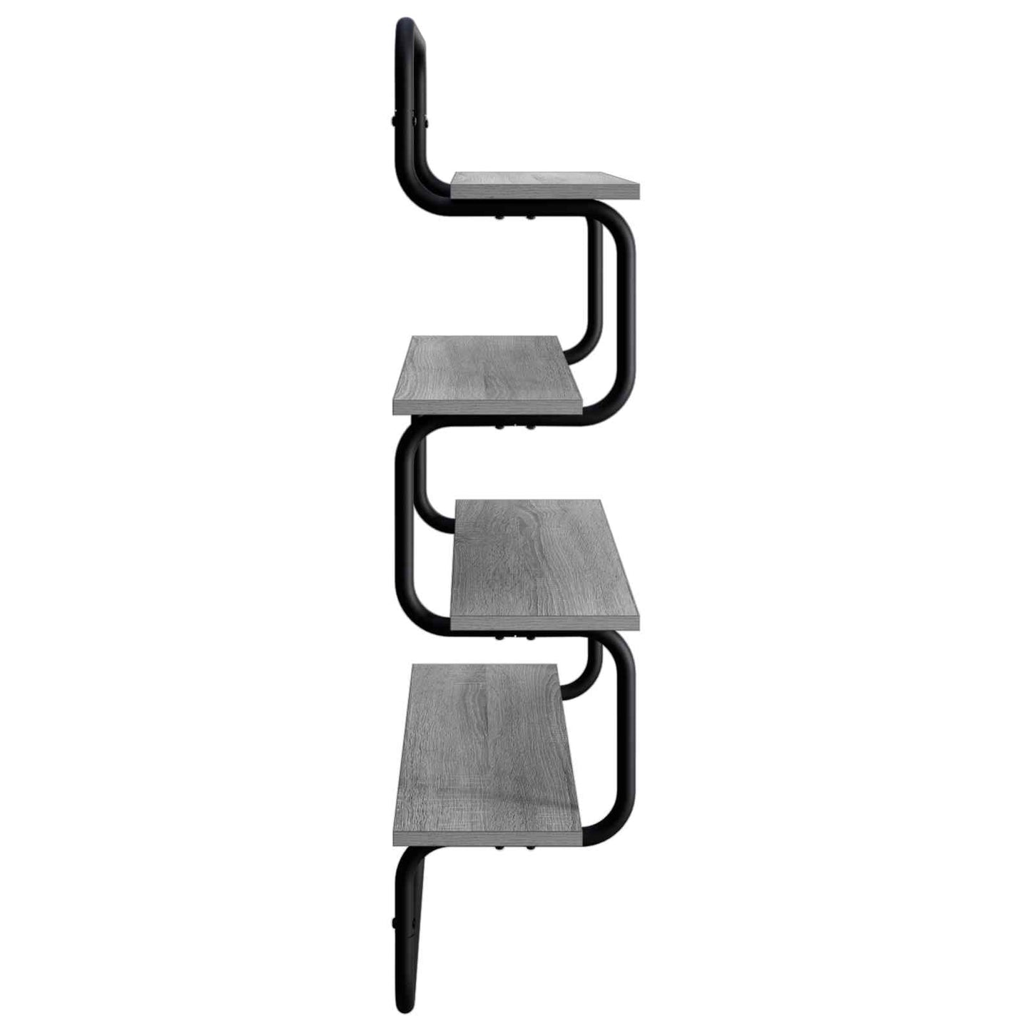 4-Tier Fali Polc Szürke Sonoma 80 x 24,5 x 104 cm Szerelt Fa