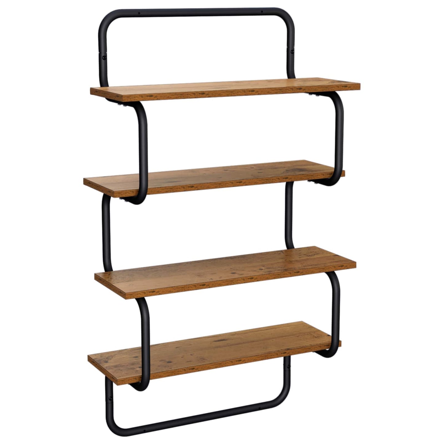 4-Tier Fali Polc Antik Fa 80 x 24,5 x 104 cm Szerelt Fa