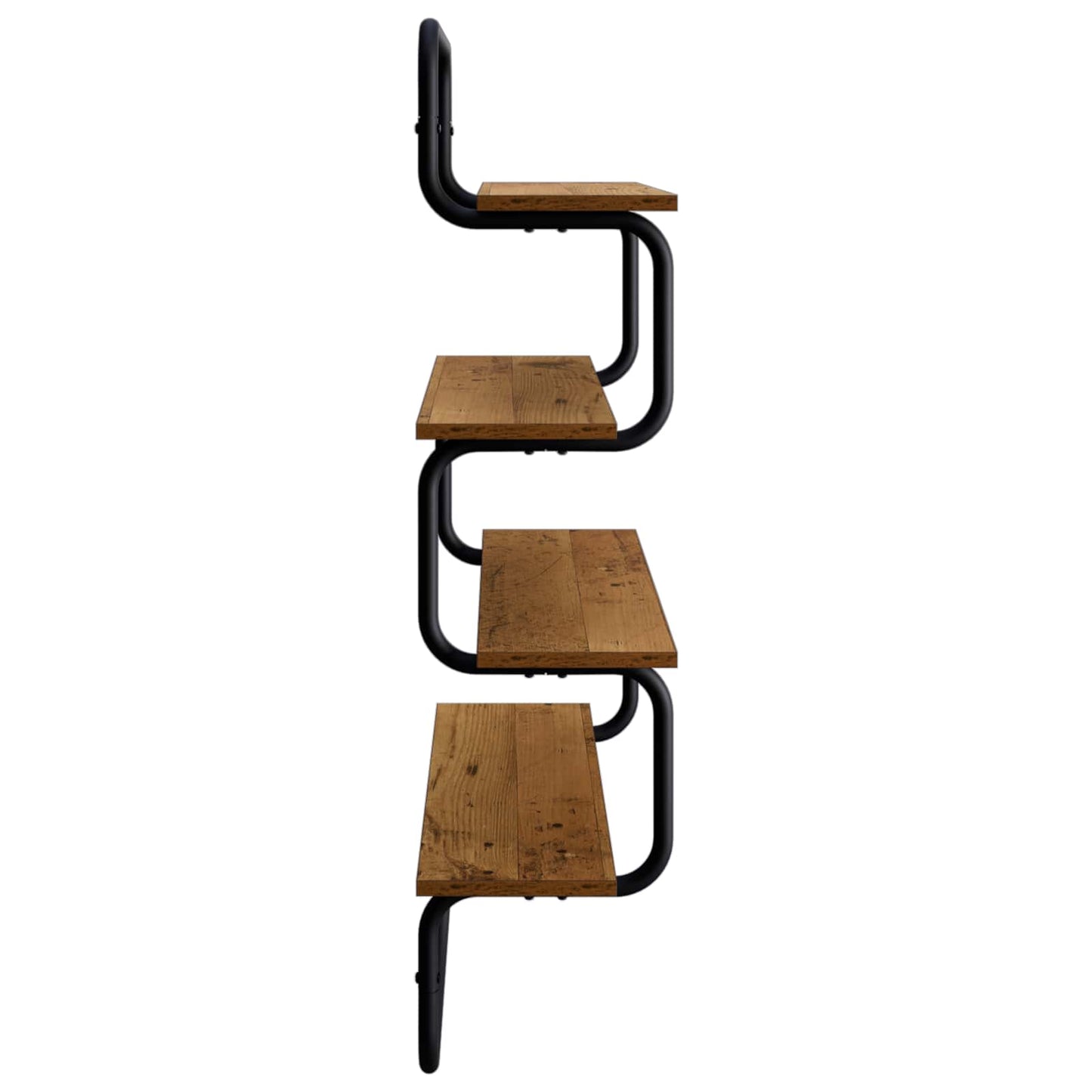 4-Tier Fali Polc Antik Fa 80 x 24,5 x 104 cm Szerelt Fa