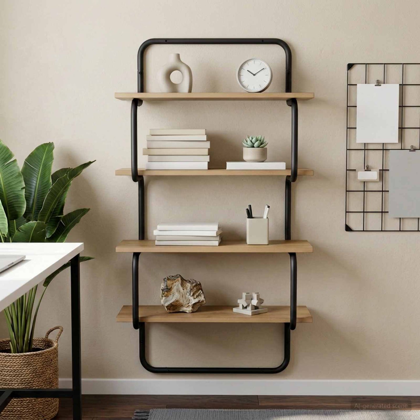 4-Tier Fali Polc Kézműves Tölgy 80 x 24,5 x 104 cm Szerelt Fa