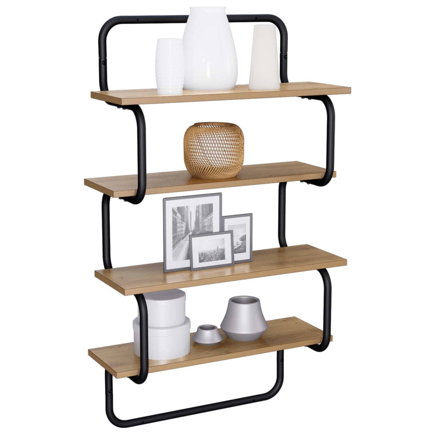 4-Tier Fali Polc Kézműves Tölgy 80 x 24,5 x 104 cm Szerelt Fa