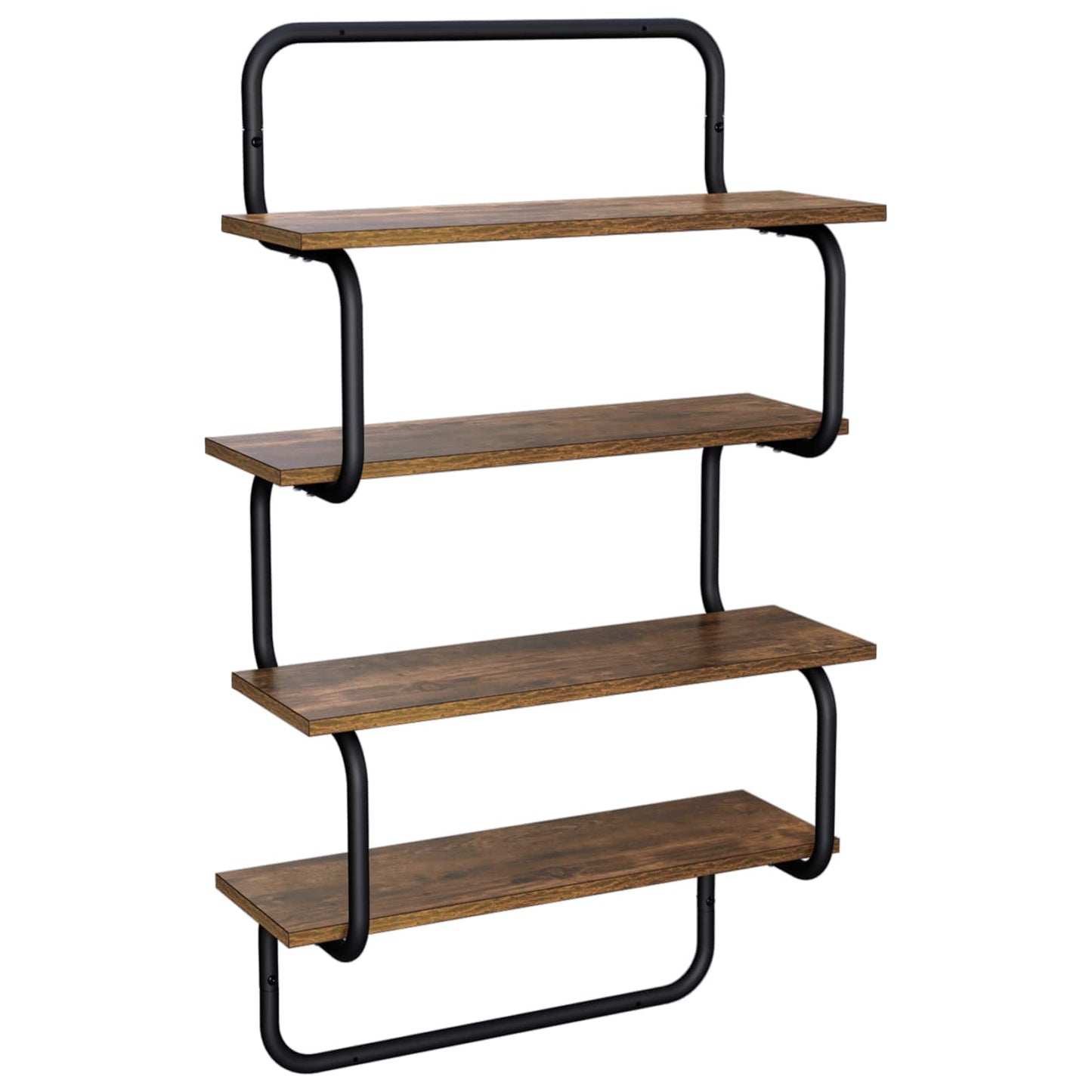 4-Tier Fali Polc Füstös Tölgy 60 x 24,5 x 104 cm Szerelt Fa
