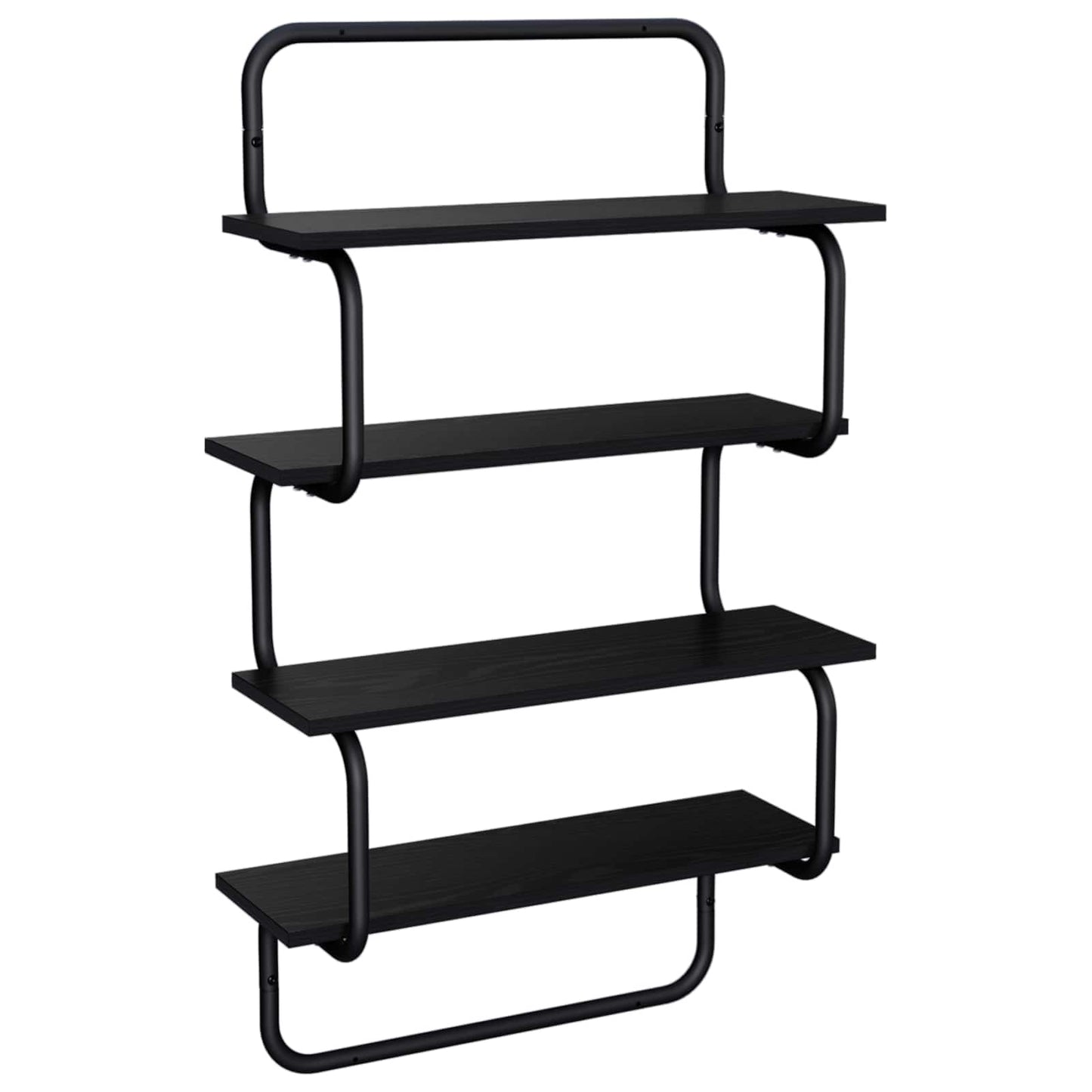 4-Tier Fali Polc Fekete Tölgy 40 x 24,5 x 104 cm Szerelt Fa